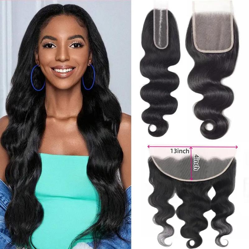 Body Wave Closure Human Hair Preplucked Body Wave Human Hair Closure Transparent 2x6 Lace Closure 4x4 5x5 13x4 Lace Frontal