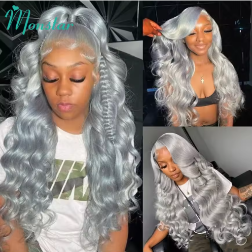 30 40 Inches Silver Grey Body Wave Lace Front Wigs 613 Hd Lace Frontal Wig 13x6 Raw Vietnamese Colored Human Hair Wigs For Women