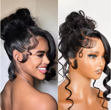 Hidden Strap Body Wave 360 HD Full Lace Front Wigs Human Hair Pre Plucked 12A Glueless Brazilian Virgin Wig With Drawstring