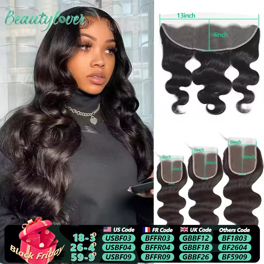 13x4 13x6 Frontal Lace Only 4X4 5X5 6X6 Lace Closure Human Hair 26 Inch Body Wave 2x6 Hd Lace Closure Pre plucked With Baby Hair
