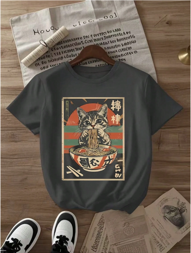 Tween Girl Casual Funny Print Crew Neck Short Sleeve T-Shirt, Summer Top