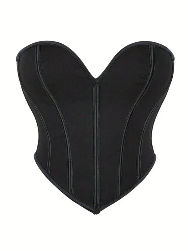 New Arrival Black Matte Textured Strapless Corset Crop Top For Women, Sexy Palace Style, Suitable For Wearing With A Dress, For Halloween