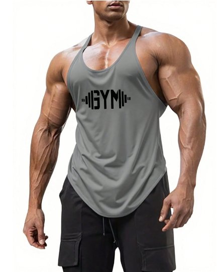 Men's Letter Print Casual Versatile Sleeveless Tank Top Workout Tops Men Men Gym Tank, 2000s Style