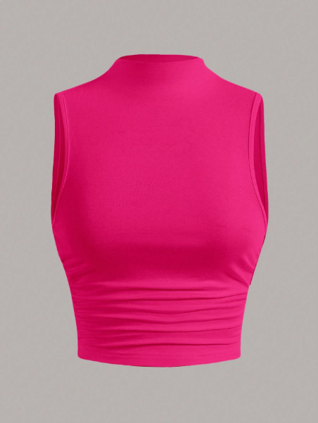 Mock Neck Ruched Tank Top
