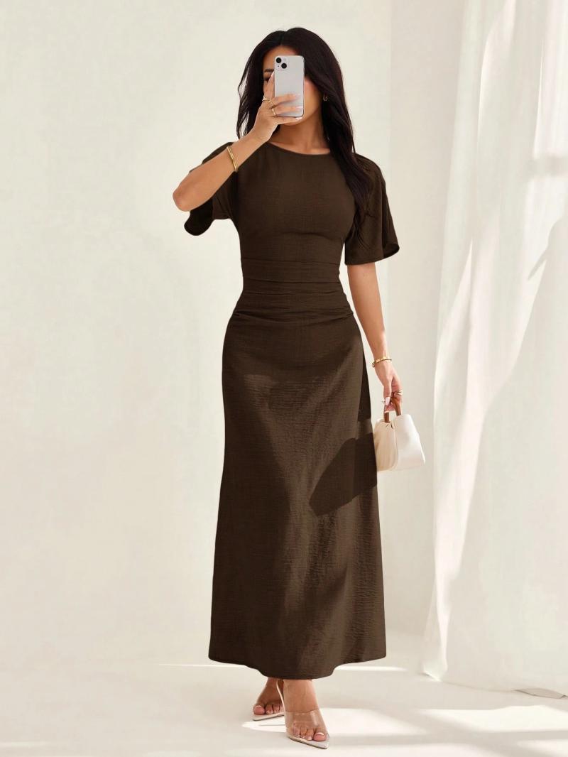 Women's Summer Solid Color Linen Blend Casual Elegant Dress,Fall Dresses For Women,Elegant Dresses For Women