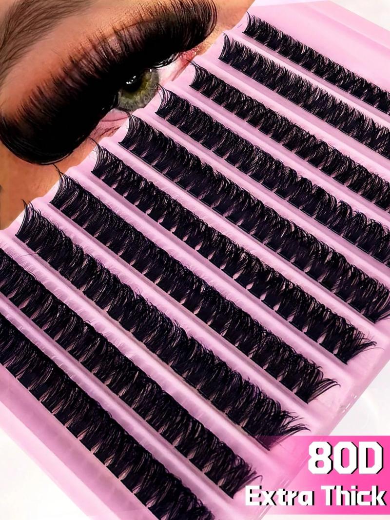 10 Row 200PCS Individual Lash Clusters 80D D Curl 8-16mm DIY Lash Clusters Extra Thick&Fluffy&Natural Look Reusable Individual Eyelash Extension Kit For Self Use At Home Or On-The-Go For Daily Life&Wedding&Dating&Party&Travel&Spring Daylash Clusters,Eyela