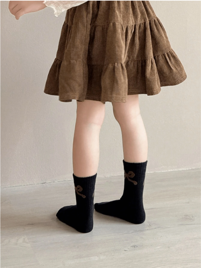 5 Pairs Kids' Neutral High Elastic Sports Solid Color Mid-Calf Socks, Autumn/Winter