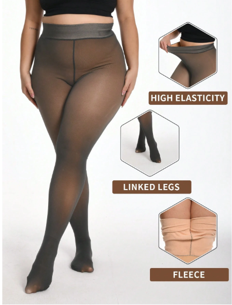 Thick Warm Pantyhose, Stylish Fake Skin Fleece Tights, High Waisted Design, Women's Pantyhose Stockings Winter