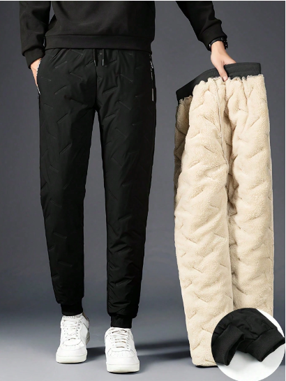 1PC Men's Fashionable And Versatile Winter Thickened Pants, Stylish Striped Casual Long Pants - A Gift For Husbands, Boyfriends, Or Partners, Fall