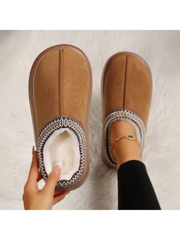 Women's Plush-Lined Slippers - Memory Foam & Thick Sole For Fall And Winter Comfortable Women Shoes Boots