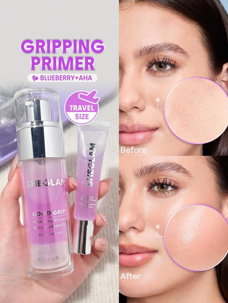 Good Grip Hydrating Primer-Blueberry+Aha-Travel Size Brand Beauty Makeup Face Paint Cosmetic For Women Girls Perfect For Fall Winter Ideal For Y2K Fancy Fashion Suitable For Birthday Christmas Present Party Ready Best Color