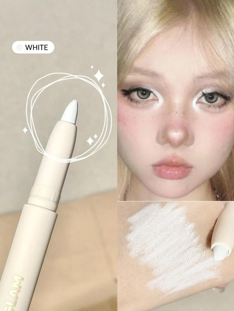 Big N' Bright Eye Pencil-White Highlighter Pen Shimmer Multi-Use Pigment Glow Face Makeup Brand Beauty Makeup Face Paint Cosmetic For Women Girls Perfect For Fall Winter Ideal For Y2K Fancy Fashion Suitable For Birthday Christmas Present Party Ready Best