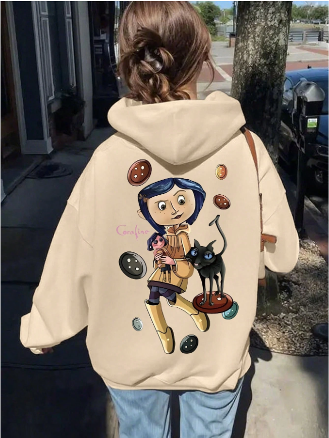 1PC 13 - 16Y Girl Cartoon - Element Hoodie, Comfortable, Spring & Autumn Anime Activity & Personalized Style