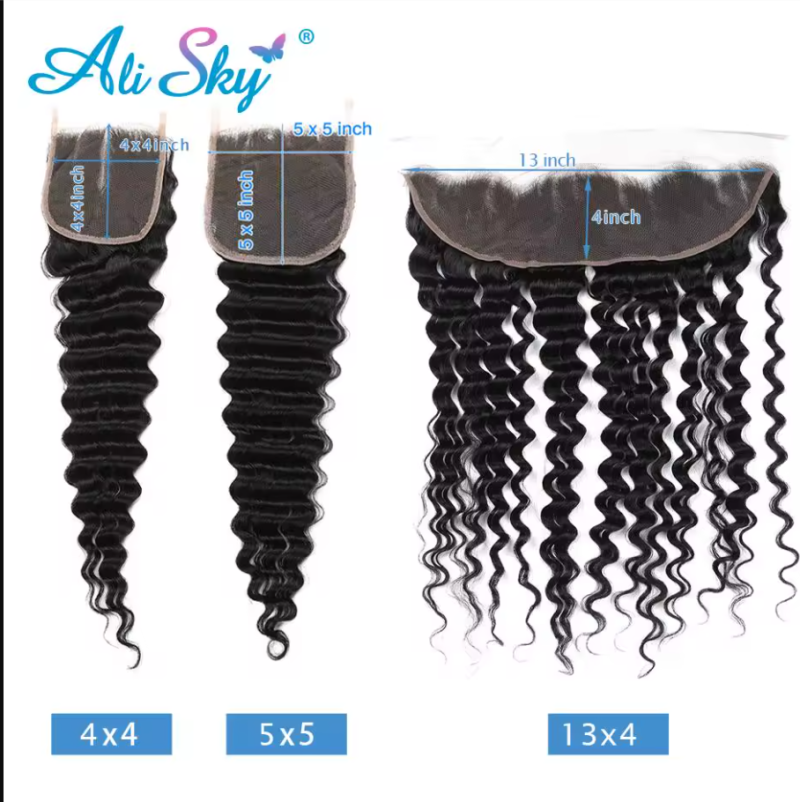 20 22inch Deep Wave 13x4 Lace Frontal Only Transparent 100% Human Remy Hair 4x4 5x5 Lace Closures Only closure cheveux humain
