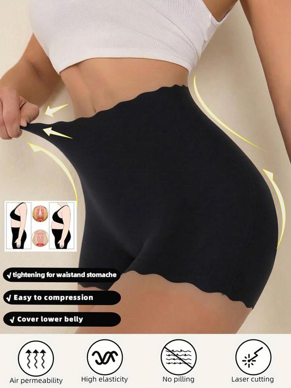 Women's Seamless Mid Rise Boyshort Underwear Tummy Control Butt Lifting Show Lace Trim Soft Stretch Fabric Solid Color Elegant Panties For Everyday Antiexposure Norollwaistband Shorts Flattering Fit No Show Design Stretchable Fabric Panties