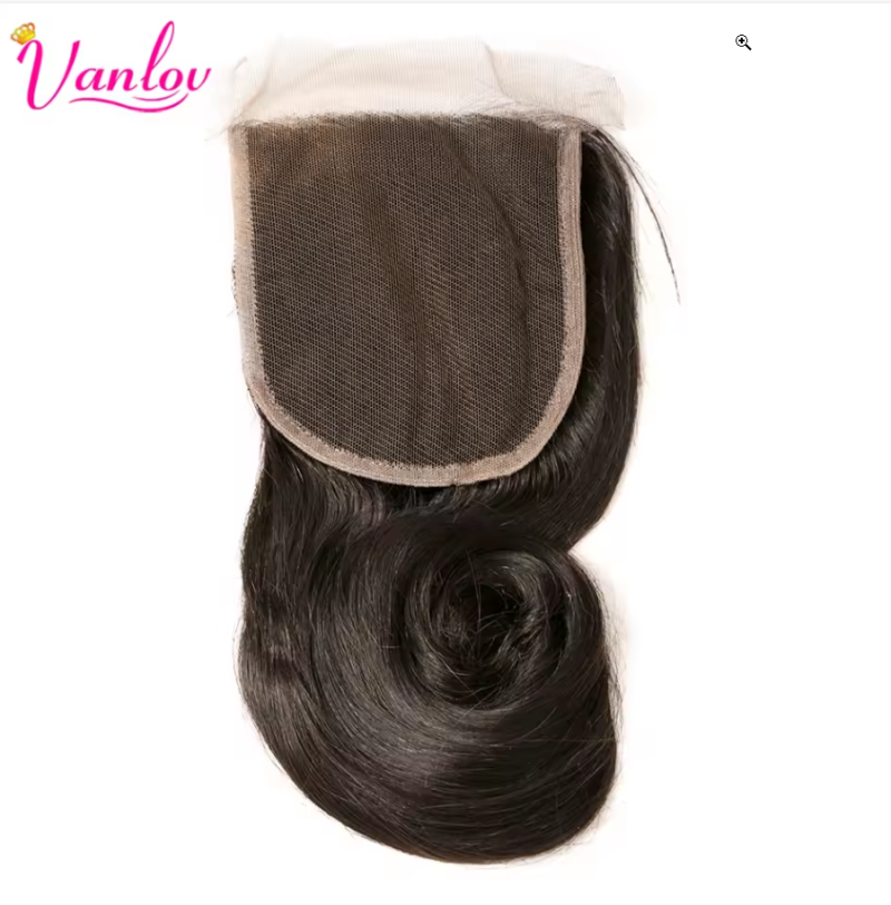 Vanlov Brazilian Loose Wave Lace Closure 100% Human Hair Preplucked Closure 4x4 Free Part Remy Hair 8-20 Inch Lace Closure