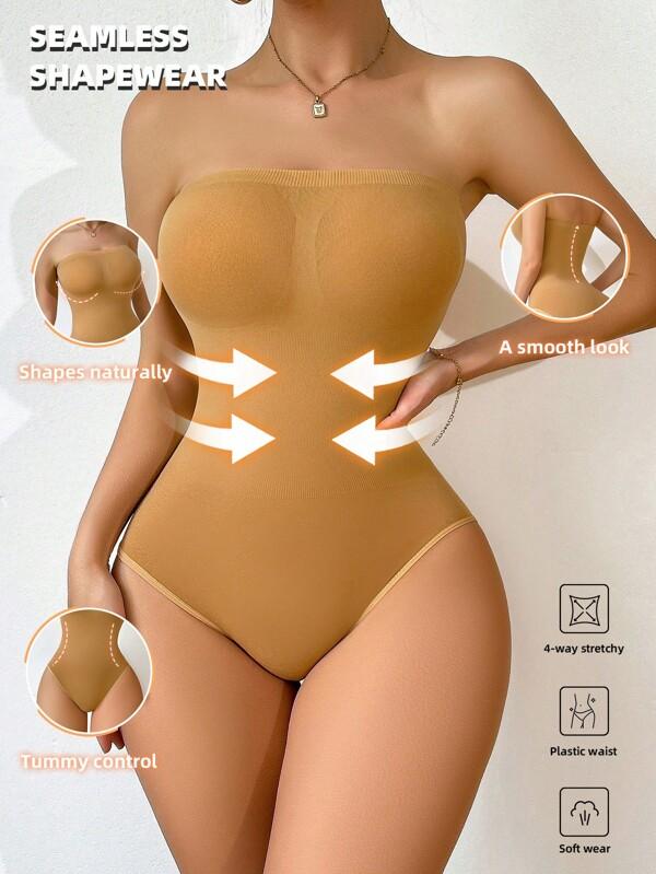 Women Plain Color Seamless Bodysuit