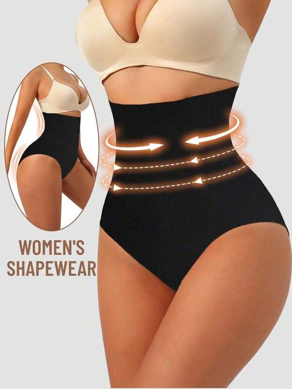 1pc High-Waisted Seamless Leggings, Knit Fabric With Fishbone Supports For Shaping Abdomen & Waist, Suitable For Spring, Summer, Autumn And Winter