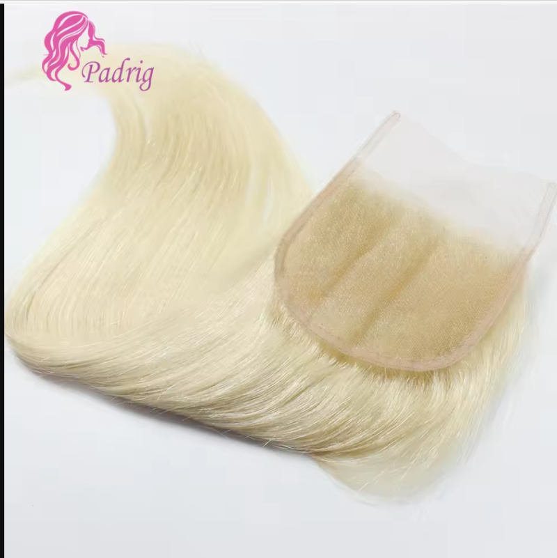 10-22 Inch 613 Blonde Straight Human Hair Lace Closure 4x4 Transparent Lace 150% Density Full End Brazilian Virgin Hair